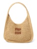 logo-appliquéd raffia tote bag