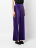 high-waisted velour flared trousers 