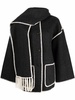 Scarf-overlay contrast-trim relaxed-fit wool-blend jacket