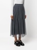 pleated chiffon midi skirt