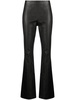 mid-rise flared leather trousers