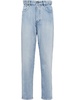 high-waisted straight-leg jeans