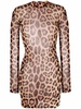 leopard-print mock neck dress