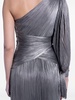 Silver-Tone Palmer Asymmetric Plissé-Tulle Gown