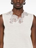 corded lace-panel vest