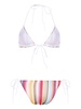 striped open-knit bikini 