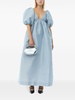 puff-sleeve taffeta maxi dress