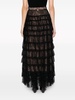 ruffled Chantilly-lace maxi skirt