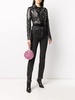 eyelet embellished leather jacket