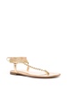 GIANVITO ROSSI Golden Leather Thong Sandals for Women with Metallic Bead Embellishment