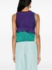 colour-block frayed knitted top