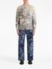 floral-jacquard wide-leg jeans