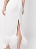 white Minelli feather trim midi dress