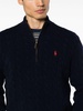 logo-embroidered cable-knit half-zip jumper