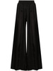 elasticated-waist satin palazzo pants