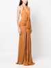 plunging V-neck draped gown