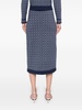 Monogram-pattern button-embellished knitted midi skirt