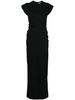 ribbed draped-detail long dress