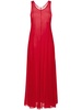 Red A-line Silk Maxi Dress