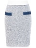 denim-detailing knitted pencil skirt