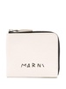 White Logo-Embroidered Leather Wallet