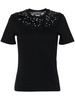 crystal-embellished lace-panel T-shirt