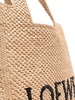 embroidered-logo raffia tote bag