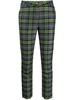 slim-cut plaid-check wool trousers