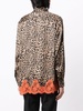 leopard print lace-trim blouse