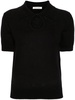 keyhole-neck ribbed polo top