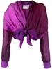 colour-block ruched silk shirt