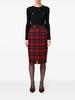 belted tartan midi skirt