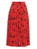 floral-print silk pleated skirt