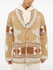 patterned-jacquard frayed-trim cardigan coat