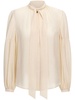 tie neckline silk blouse