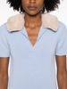 faux-fur collar polo top