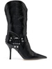 pointed-toe leather boots