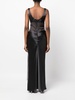 sheer-panel cowl-neck gown