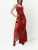 Leopard-print silk-blend satin gown