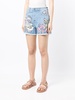 floral-print denim shorts