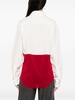 White And Red Panelled Silk Shirt