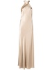 backless halter-neck tie gown