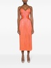 Orange Rovena Pleated Silk Dress