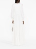 long-sleeve pleated silk gown