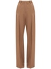 pleated high-waist straight-leg trousers