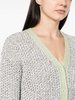 contrasting-trim open-knit cardigan