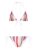 striped open-knit bikini 