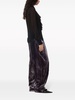 striped velvet-finish straight-leg trousers