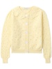 heart-perforated ruffled-neck cardigan