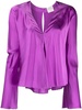 V-neck satin-finish blouse 